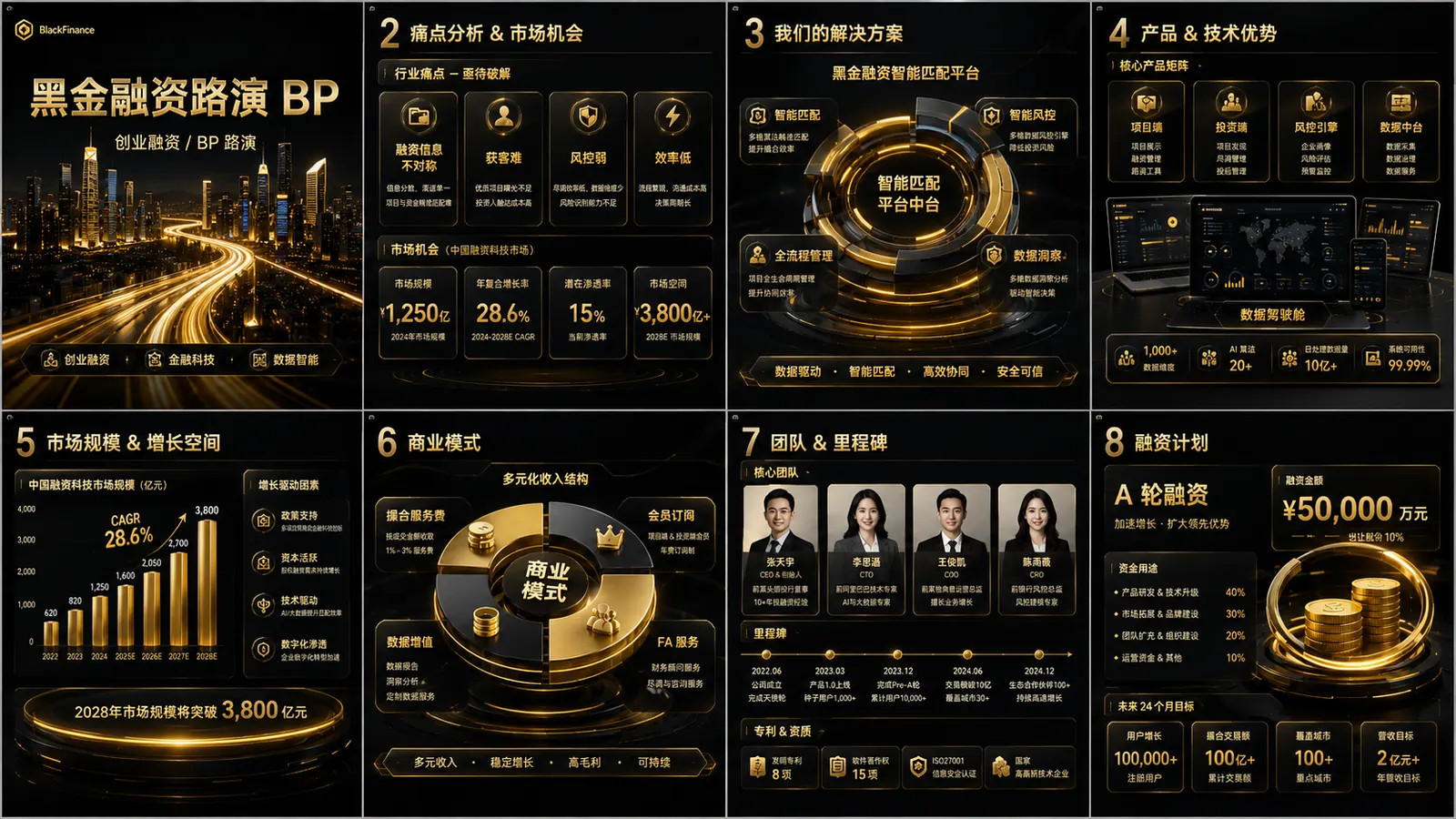BP-001 黑金融资路演模板预览